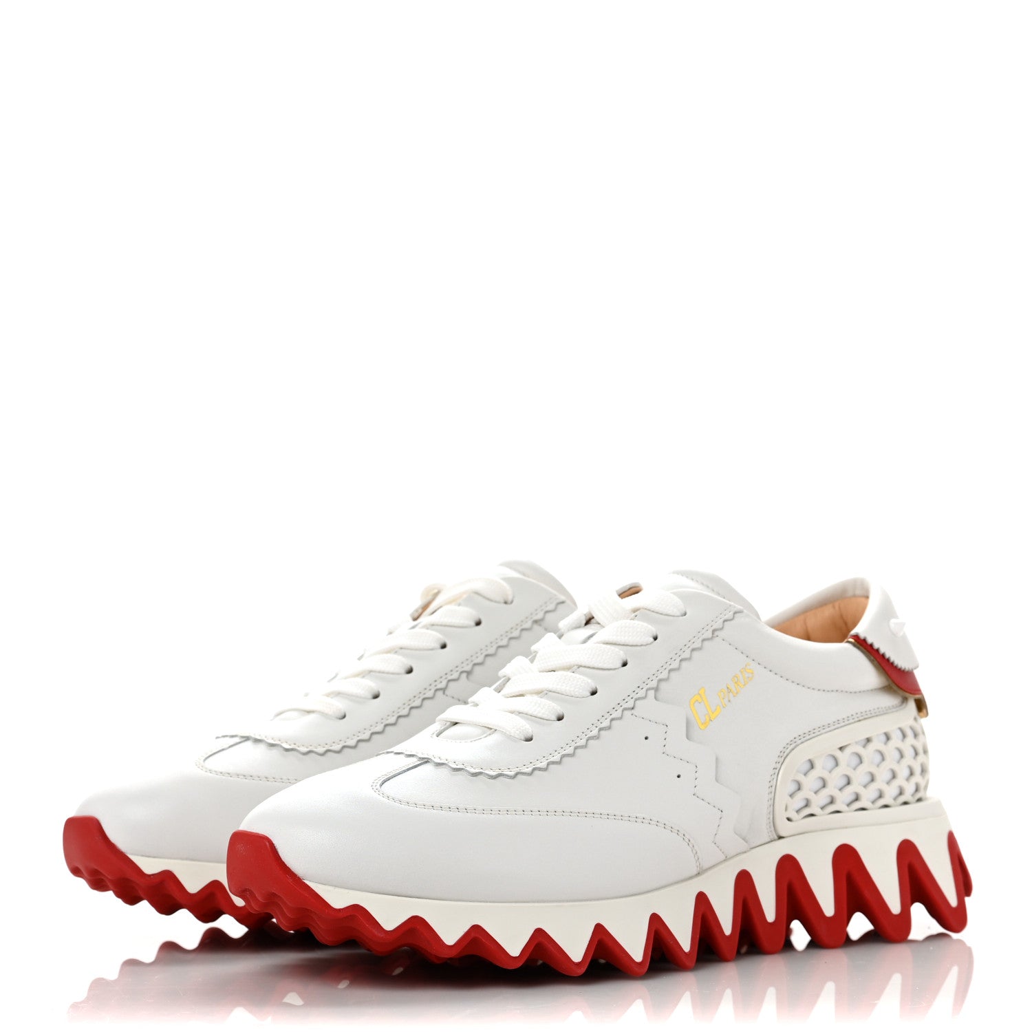 Christian Louboutin Calfskin Neoprene Womens Loubishark Sneakers 40 White 3 of 6