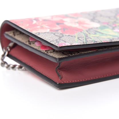 Gucci GG Supreme Monogram Blooms Chain Wallet Beige Multicolor Dry Rose 8 of 13