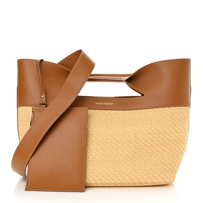 Alexander McQueen Raffia Calfskin Small The Bow Bag Natural Tan 3 of 10