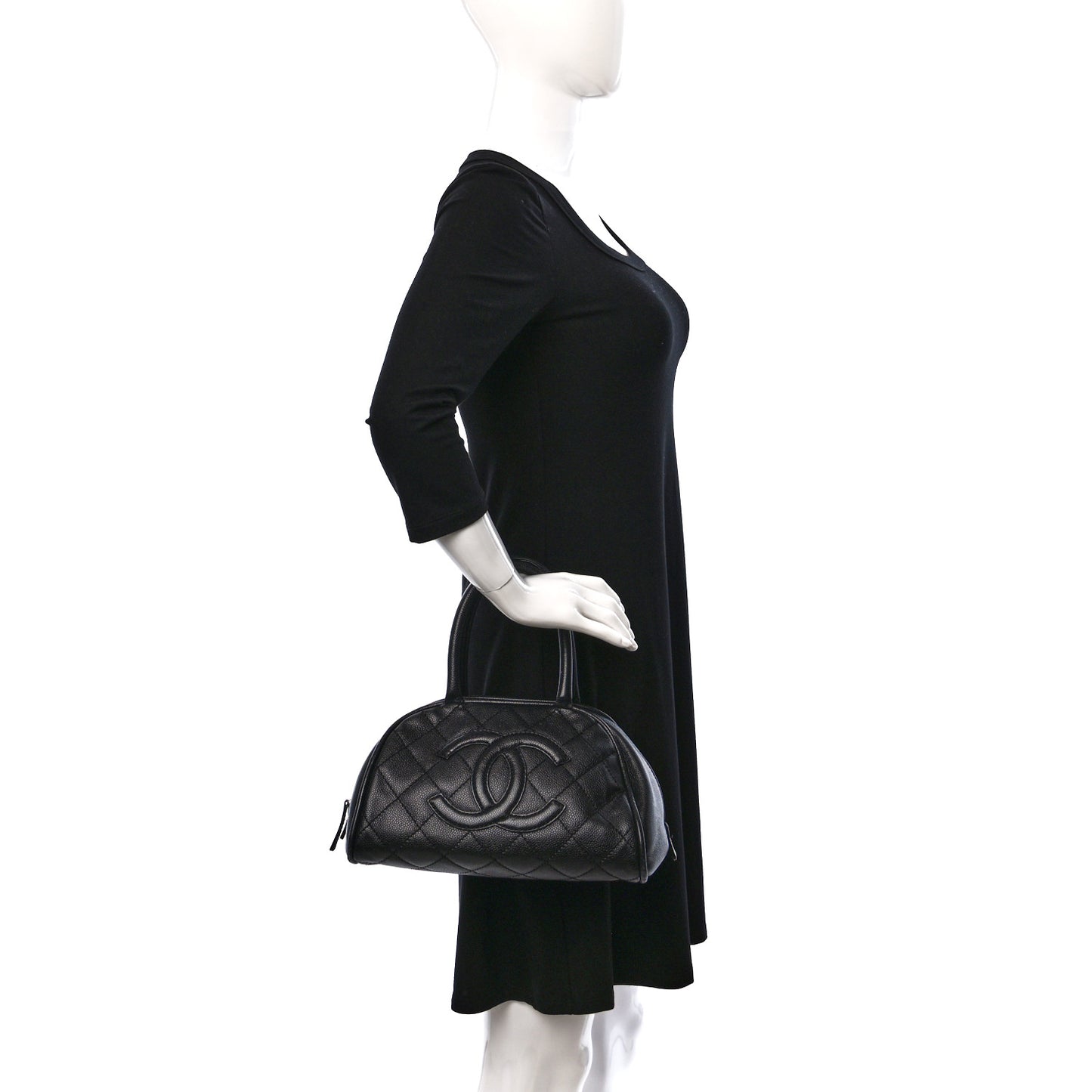 Caviar Quilted Small Bowler Black