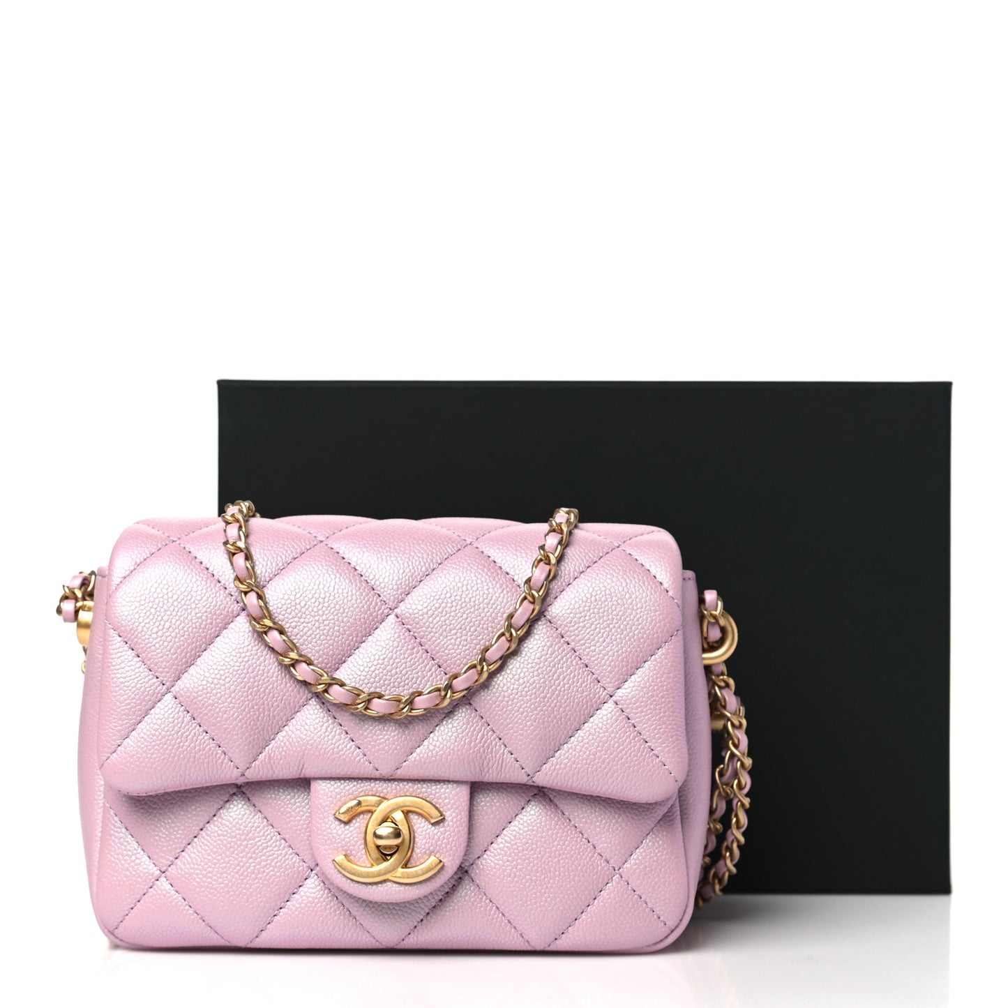 Iridescent Caviar Quilted Mini My Perfect Flap Pink