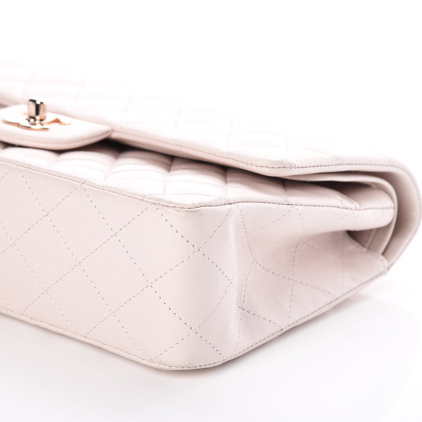 Lambskin Quilted Medium Double Flap Light Pink