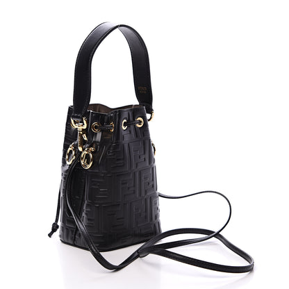 Fendi Vitello Liberty F is Fendi FF 1974 Embossed Mini Mon Tresor Bucket Bag Black 2 of 9