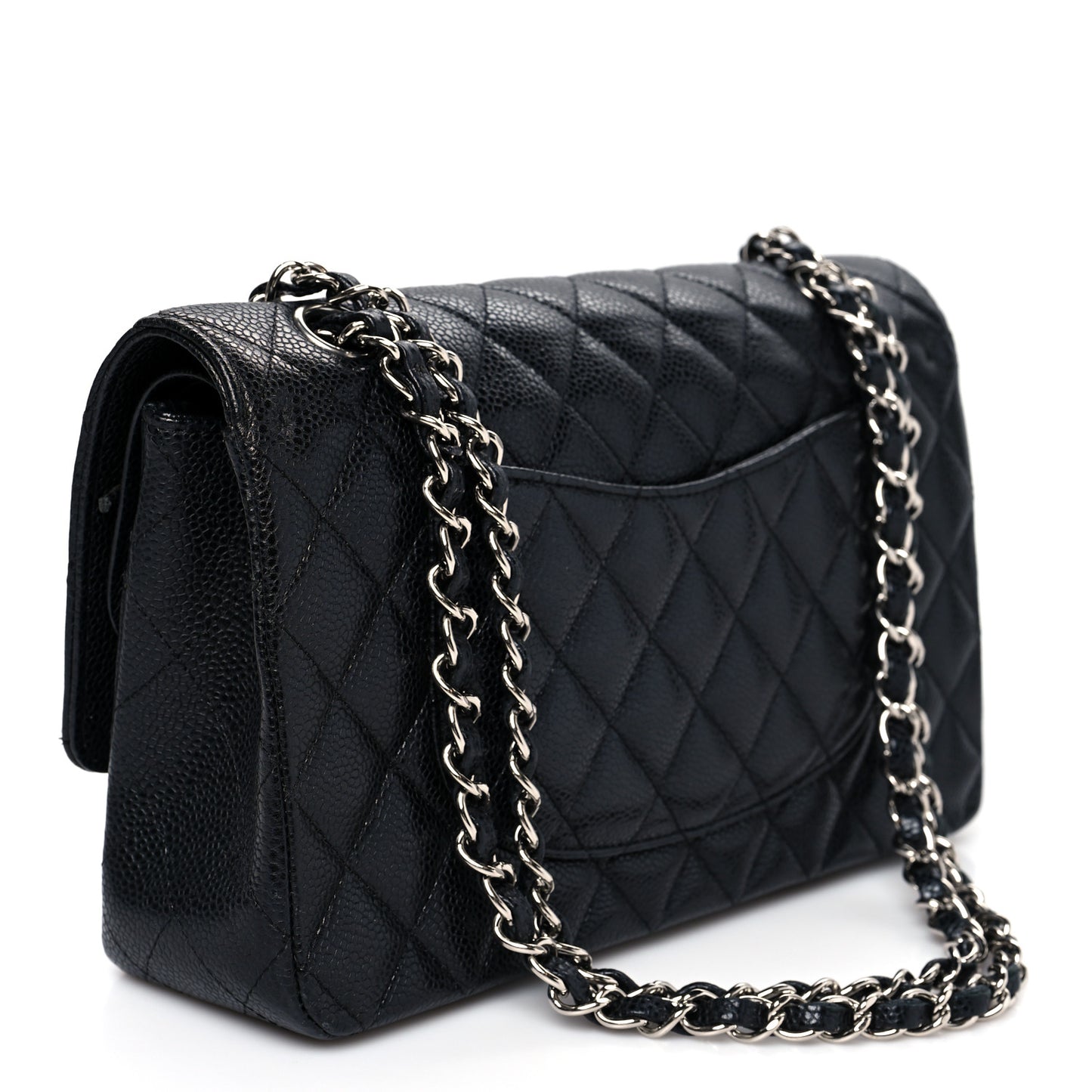 Caviar Quilted Medium Double Flap Black