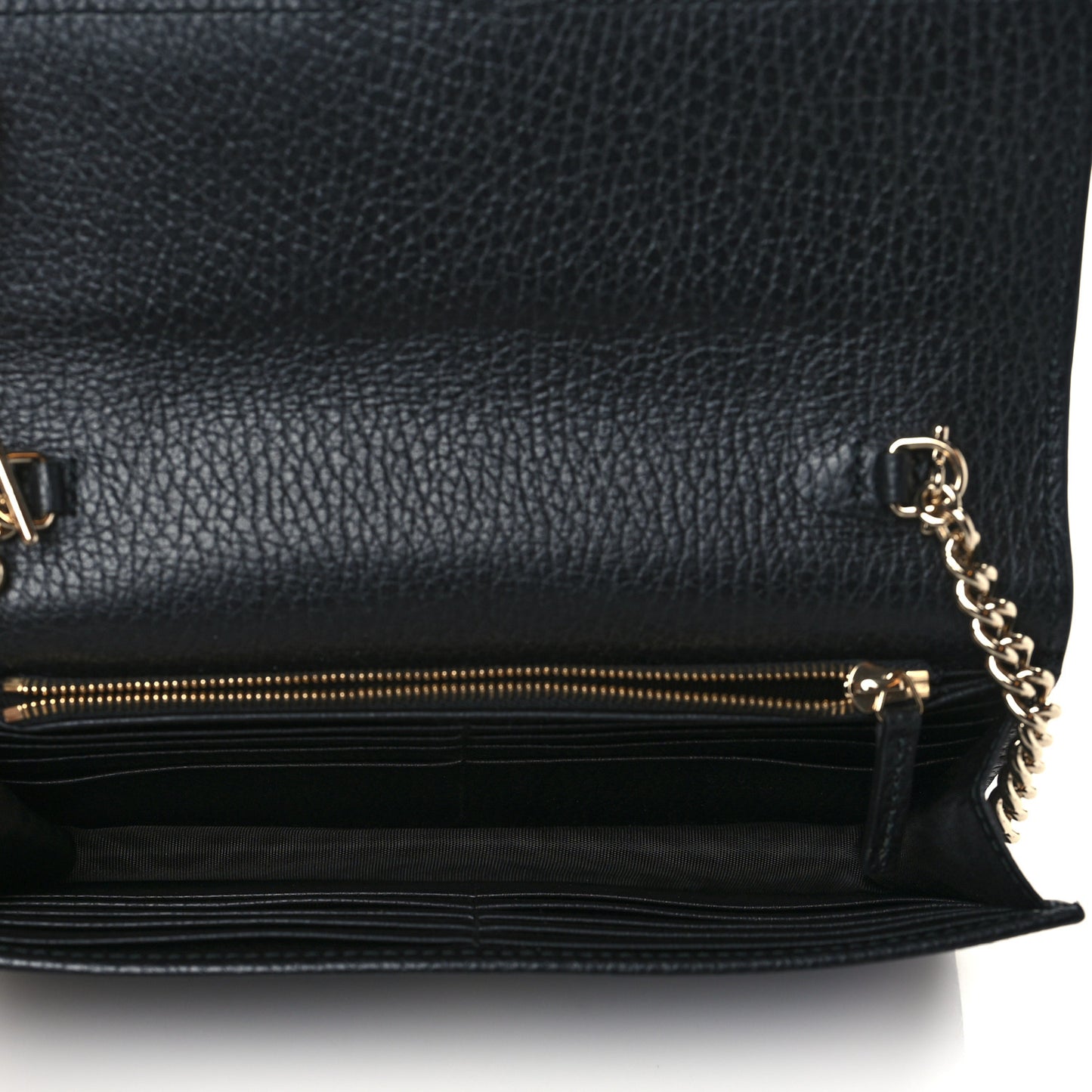 Dollar Calfskin Interlocking G Chain Wallet Black