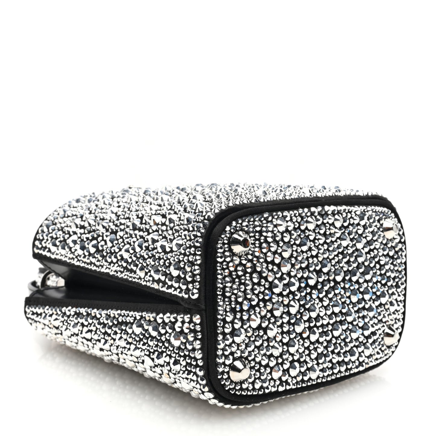 Satin Crystal Small Panier Bucket Bag Metal
