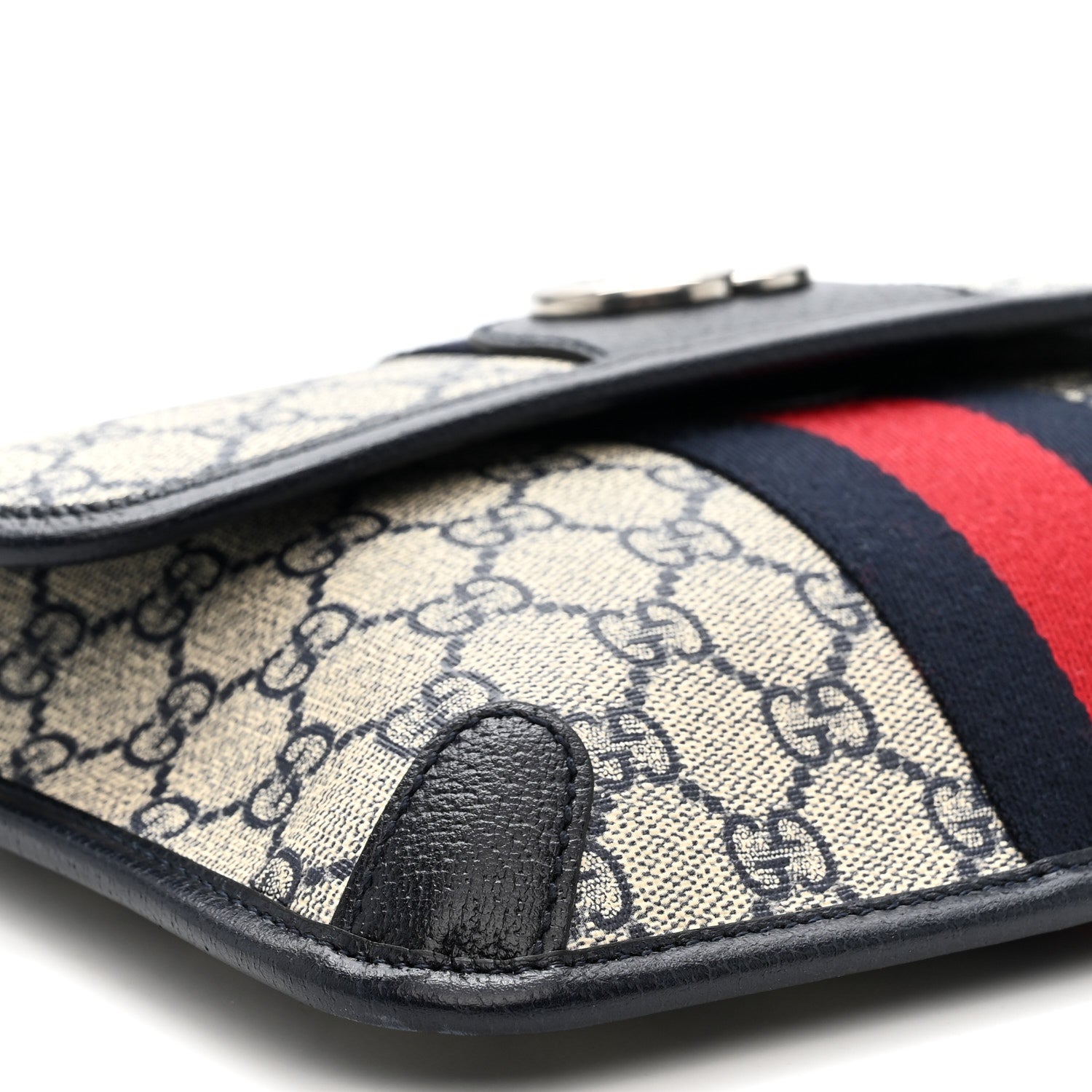 Gucci GG Supreme Monogram Web Small Ophidia Belt Bag 80 32 Beige Navy 9 of 10