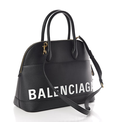 Balenciaga Signature Grained Calfskin Logo M Ville Top Handle Bag Black 3 of 8