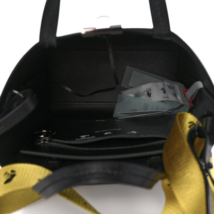 Off-White Saffiano Striped Diag Binder Crossbody Black White 4 of 7