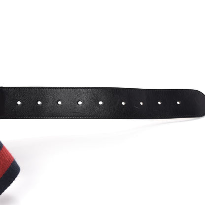 Gucci Nylon Calfskin Double G Web 40mm Belt 90 36 Blue Red Black 5 of 9