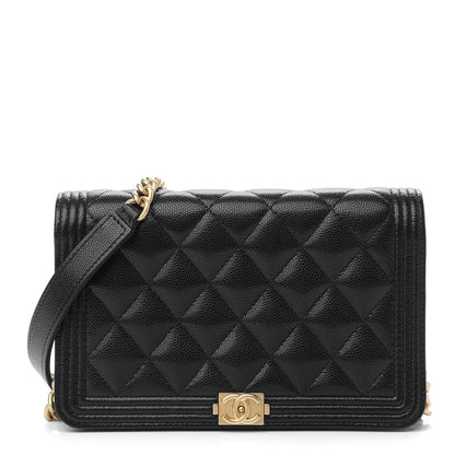 Chanel Caviar Quilted Boy Wallet On Chain WOC Black 1 of 9
