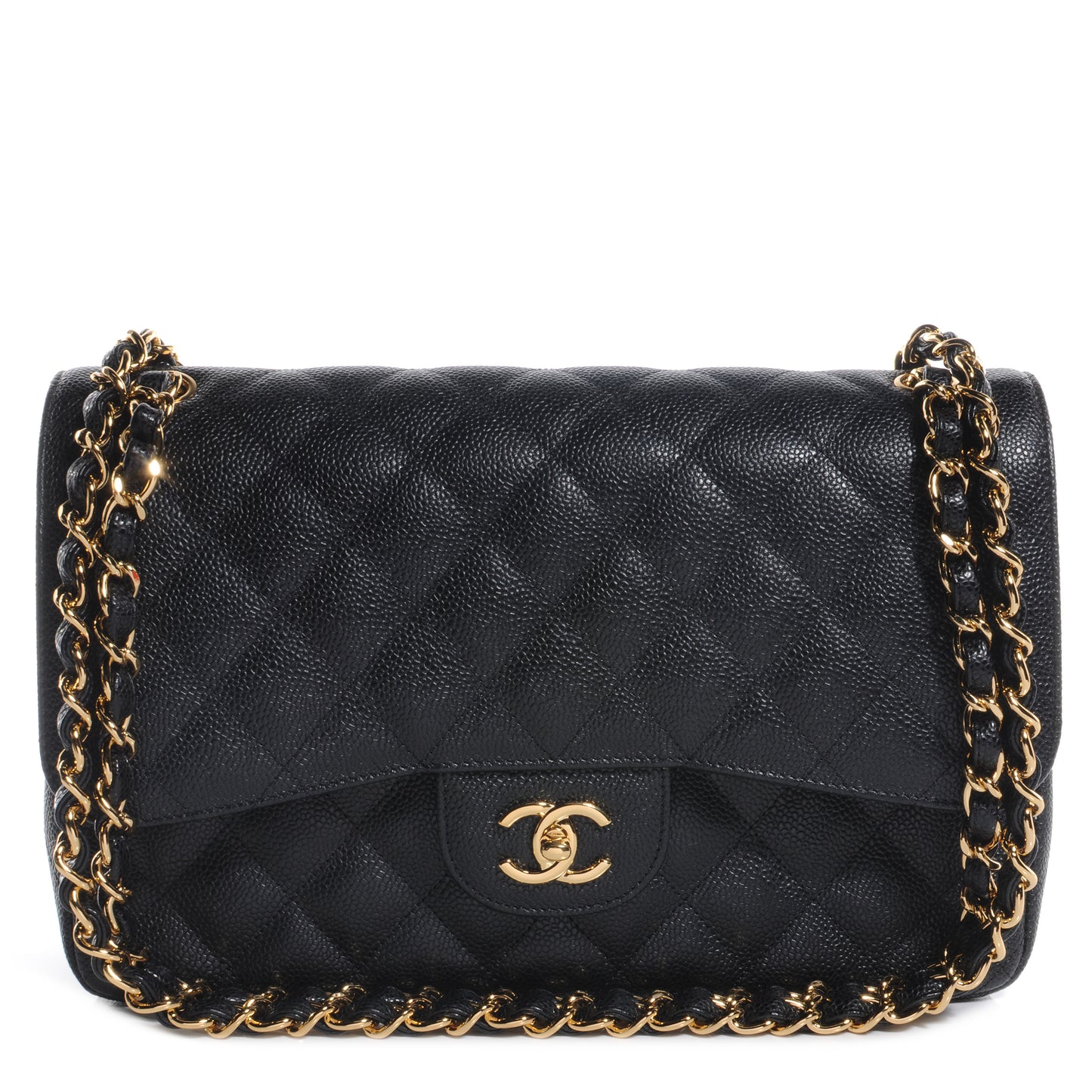 Caviar Quilted Jumbo Double Flap Black
