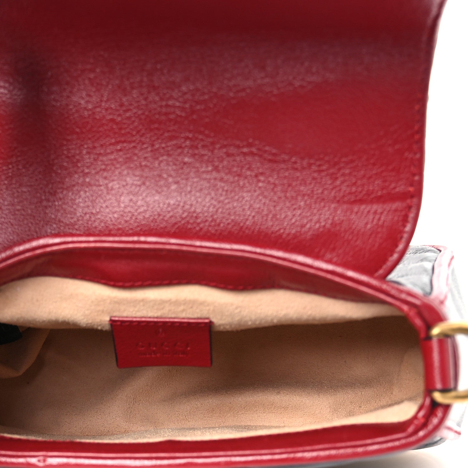 Gucci Vintage Effect Calfskin Matelasse Diagonal Mini Torchon GG Marmont Top Handle Shoulder Bag Black Romantic Cherry 5 of 14