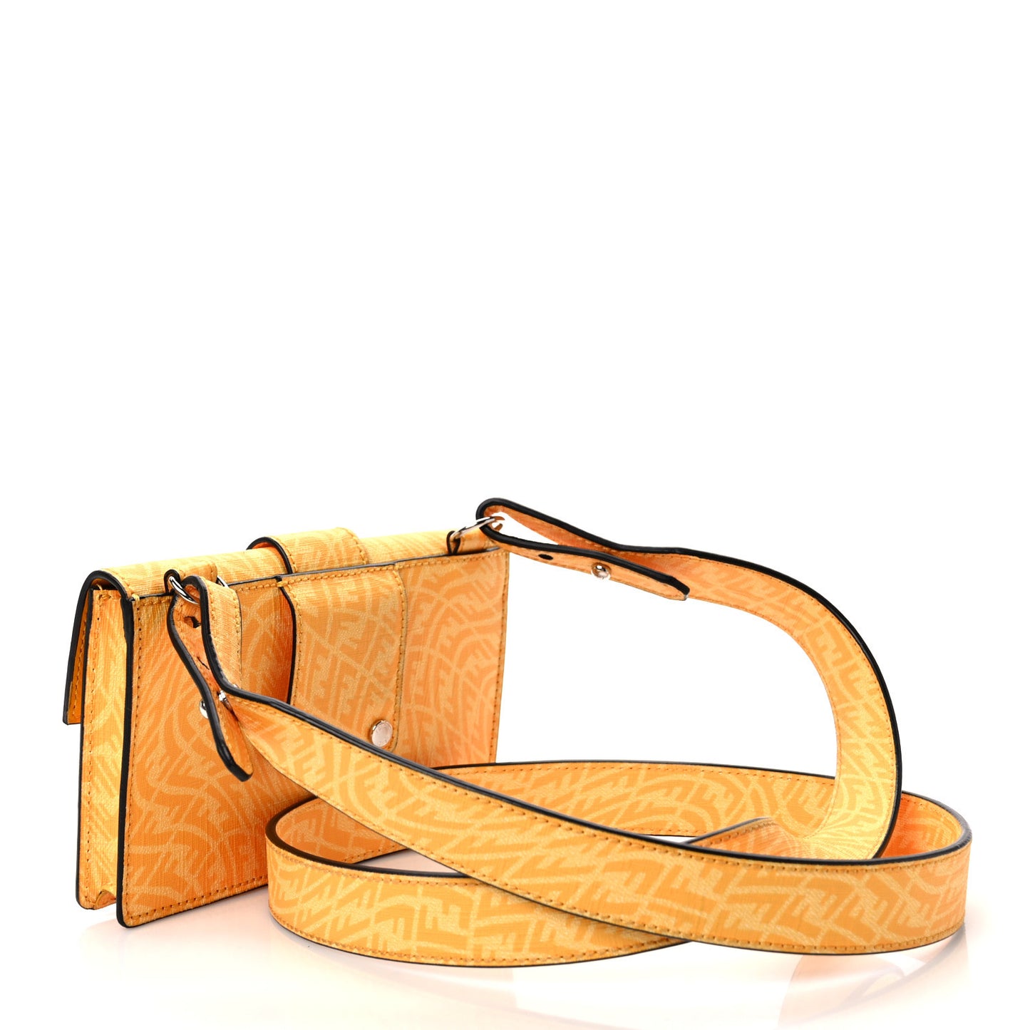 X SARAH COLEMAN Glazed Fabric Enamel Small FF Vertigo Baguette Belt Pouch Mimosa