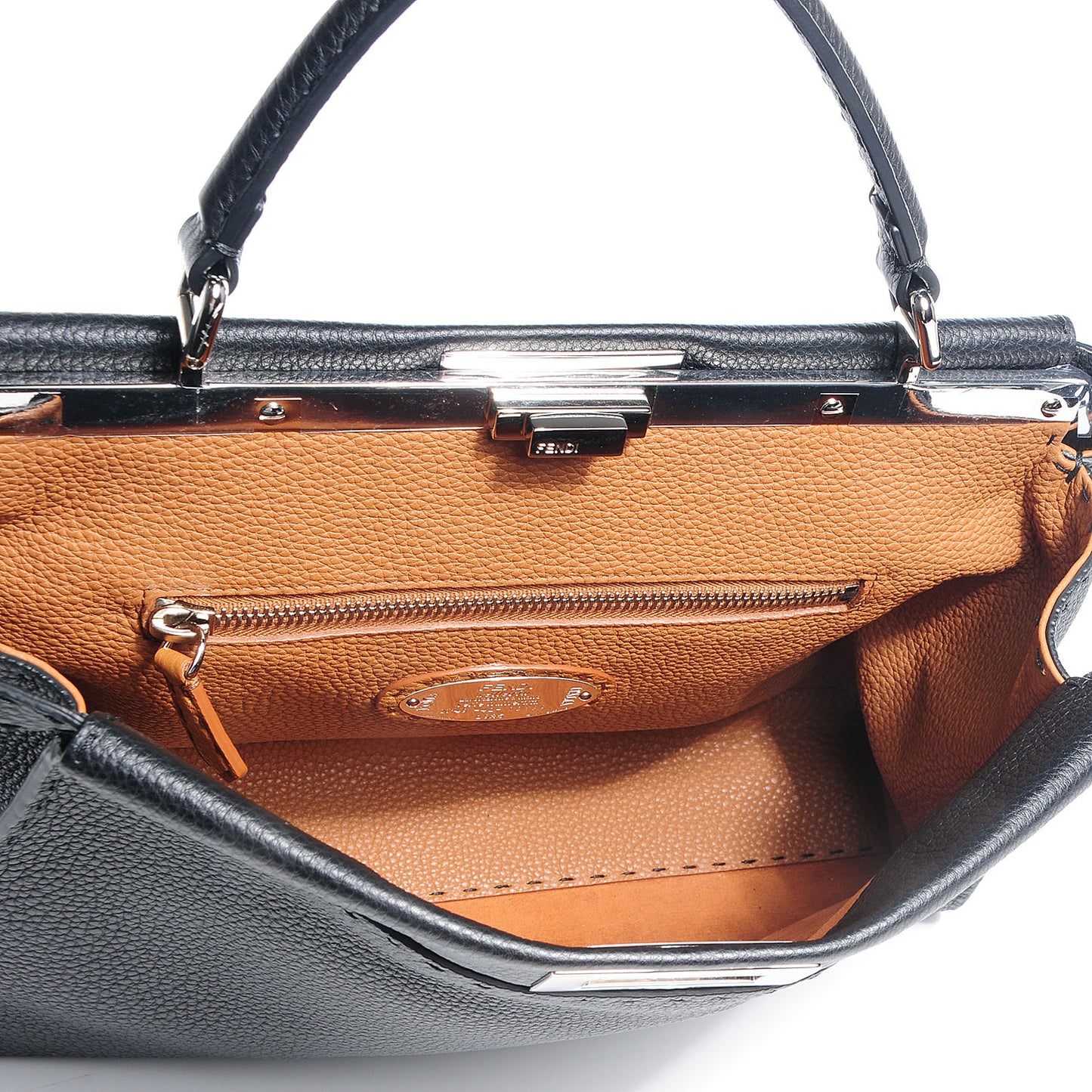 Cuoio Romano Selleria Bi-Color Large Peekaboo Iconic Satchel Black Mou