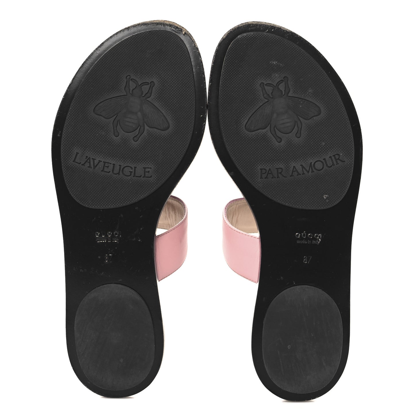 Calfskin GG Marmont Thong Sandals 37 Perfect Pink