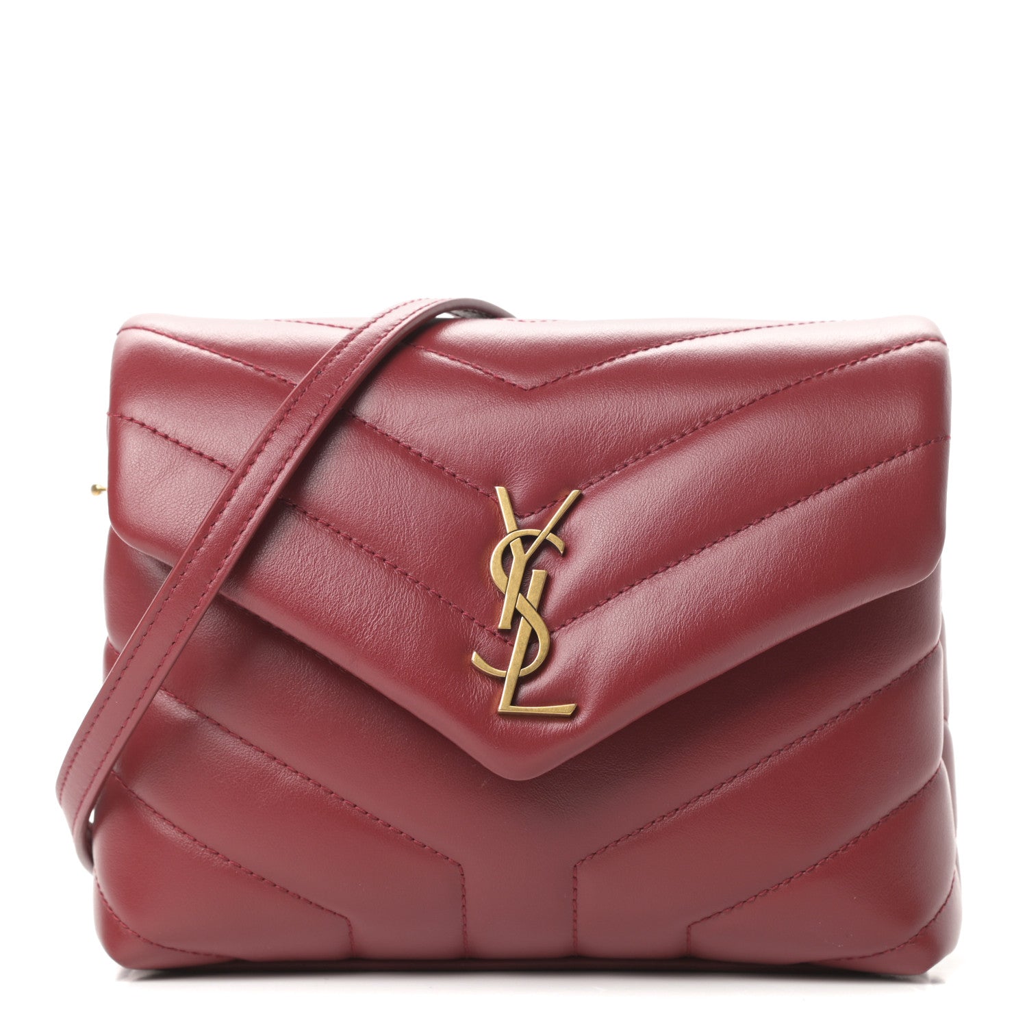 Saint Laurent Calfskin Y Quilted Monogram Toy Loulou Crossbody Bag Opyum Red 1 of 10