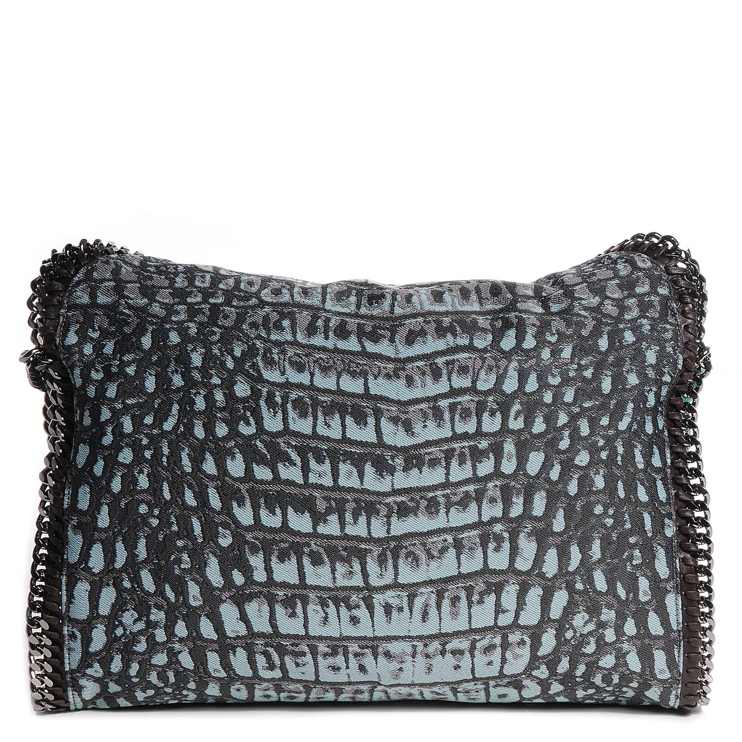 Jacquard Crocodile Print Small Falabella Teal