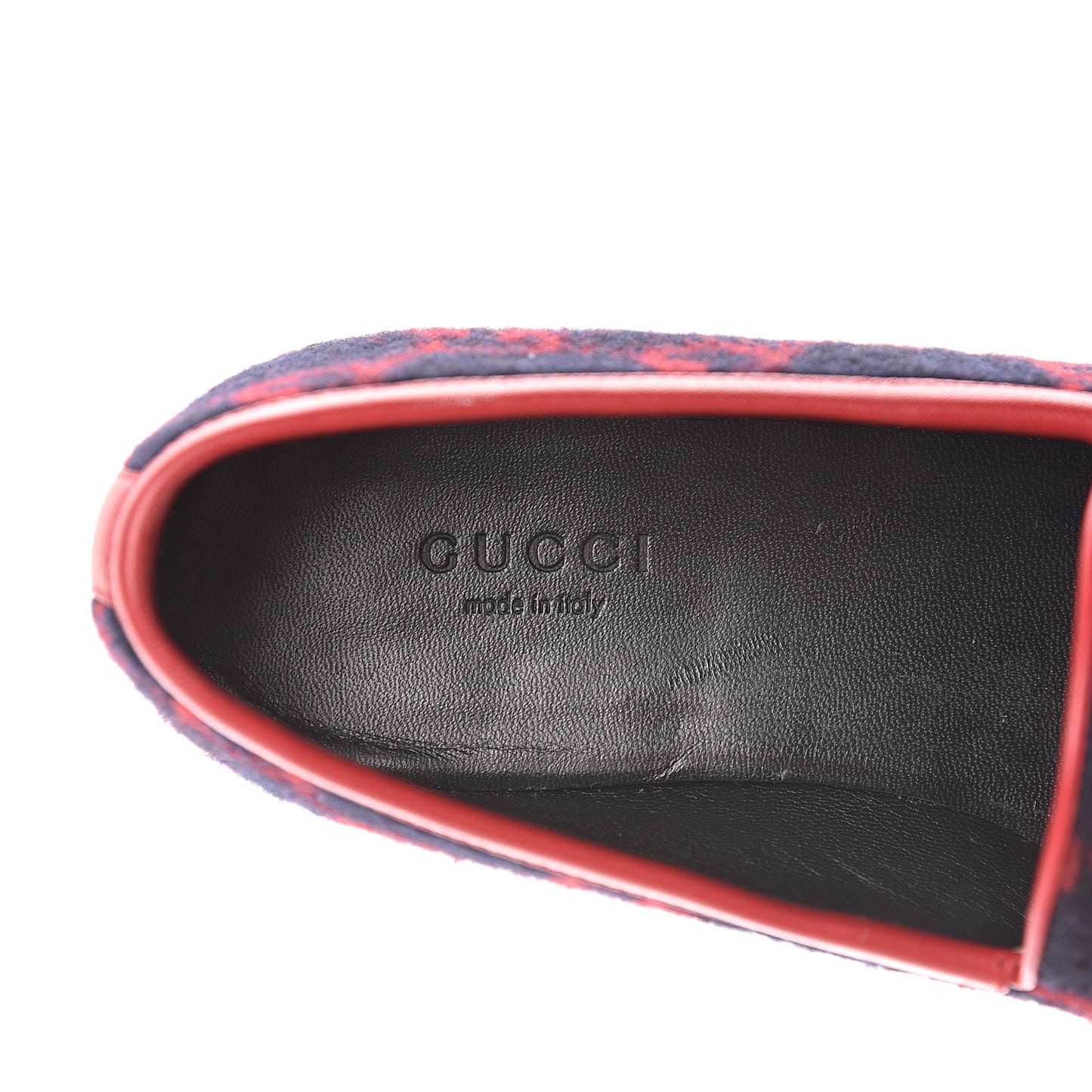 Covered Wool GG Monogram Horsebit Womens Jordaan Loafers 37.5 Blue Red