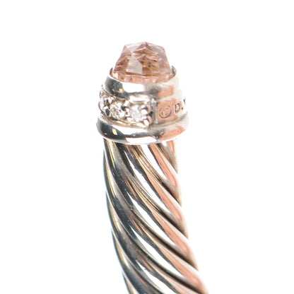 David Yurman Sterling Silver Diamond Morganite 5mm Cable Classics Bracelet 5 of 6