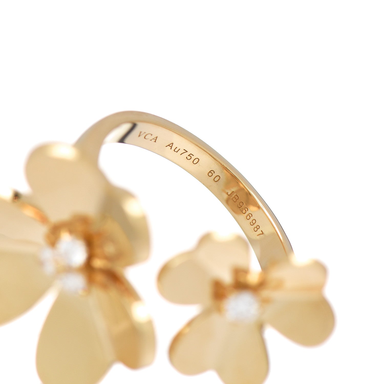 Van Cleef & Arpels 18K Yellow Gold Diamond Frivole Between The Finger Ring 60 9 5 of 6