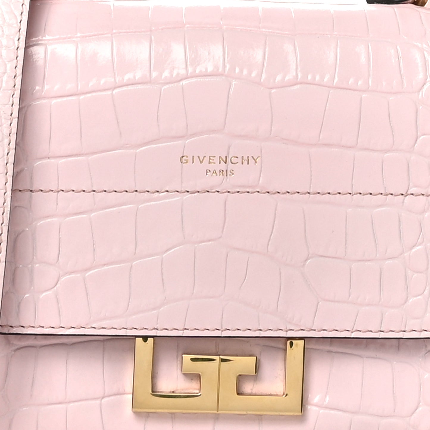 Calfskin Crocodile Embossed Mini Eden Top Handle Pink