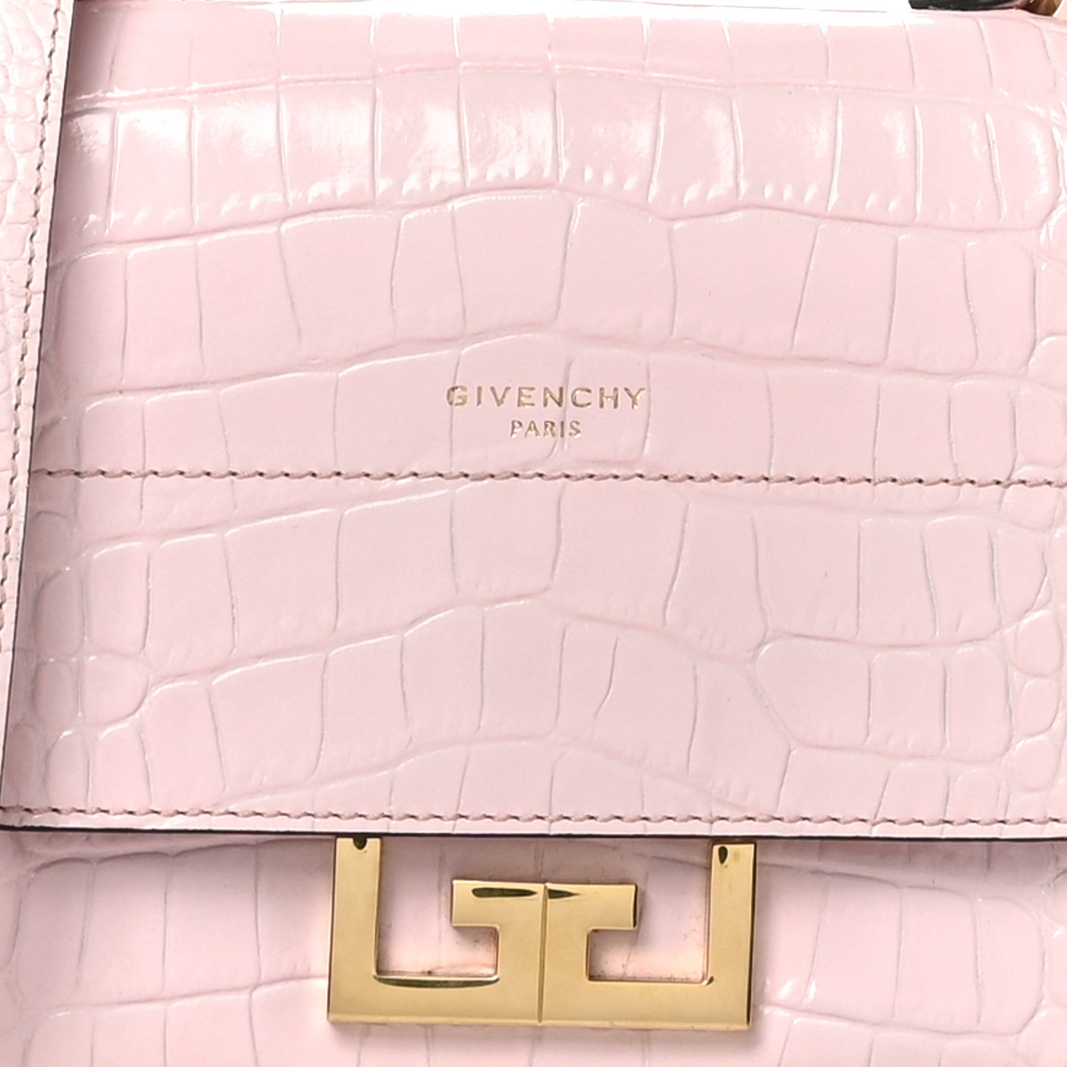 Givenchy Calfskin Crocodile Embossed Mini Eden Top Handle Pink 7 of 9