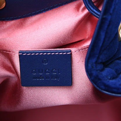 Gucci Velvet Matelasse GG Marmont Bucket Bag Cobalt Blue 5 of 10