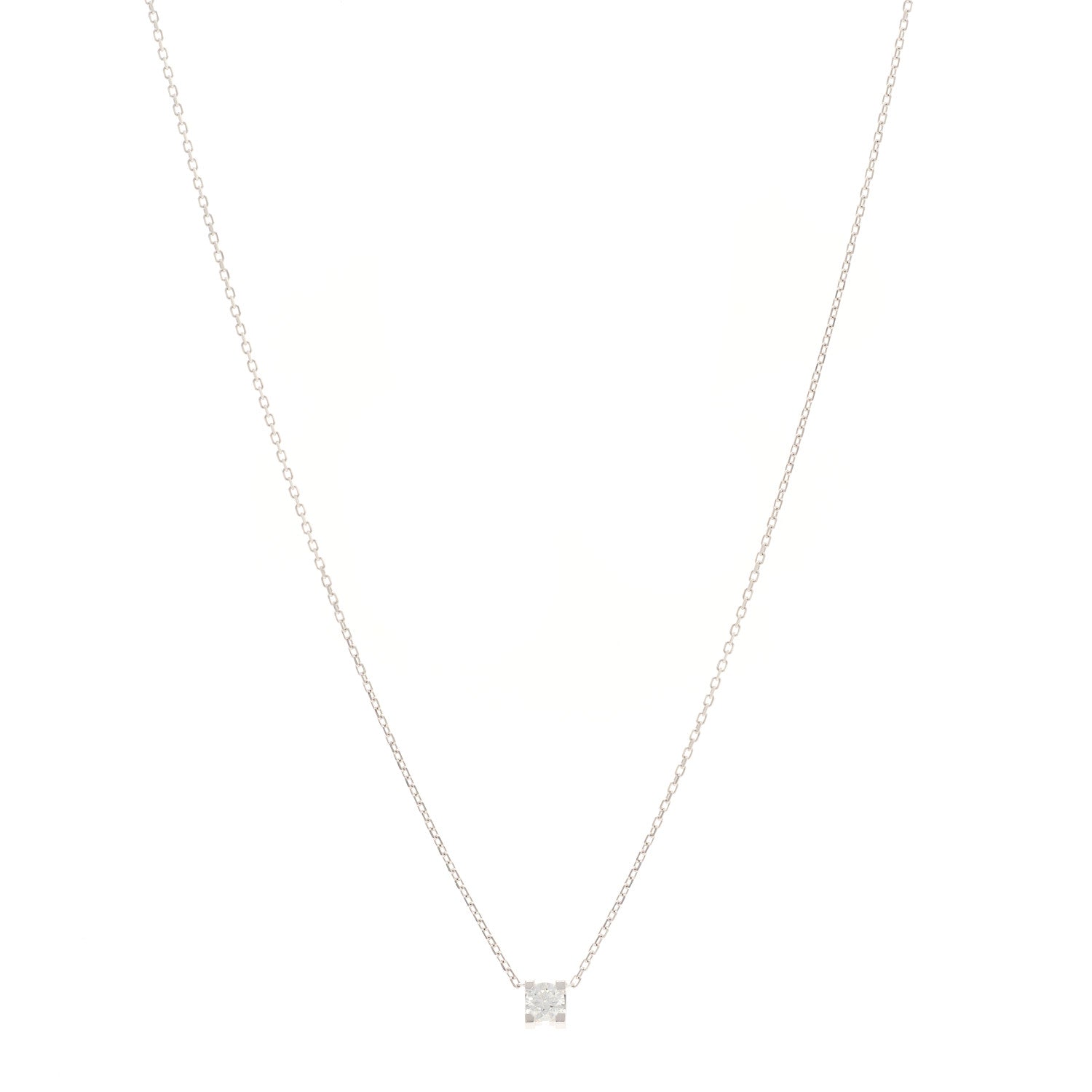 Cartier 18K White Gold Diamond .23ct C De Cartier Pendant Necklace 1 of 5