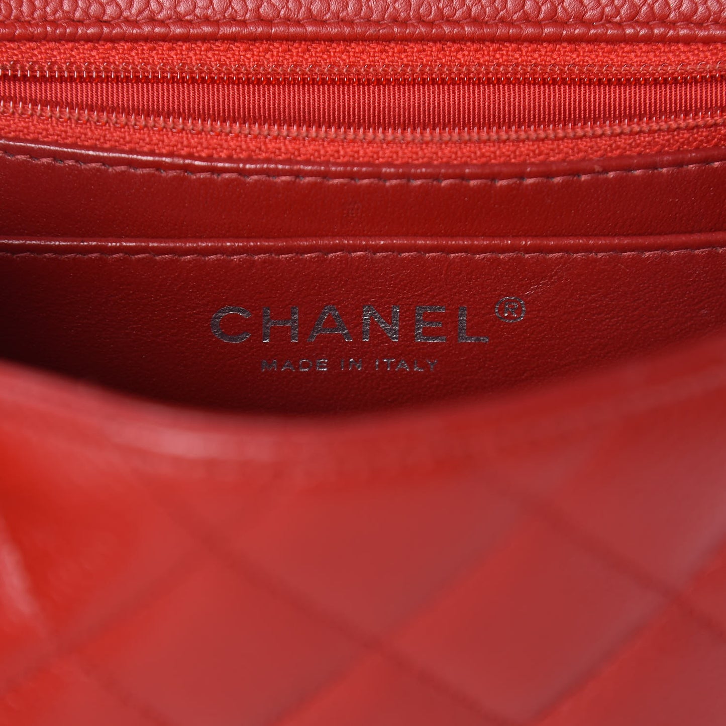Caviar Quilted Mini Square Flap Red