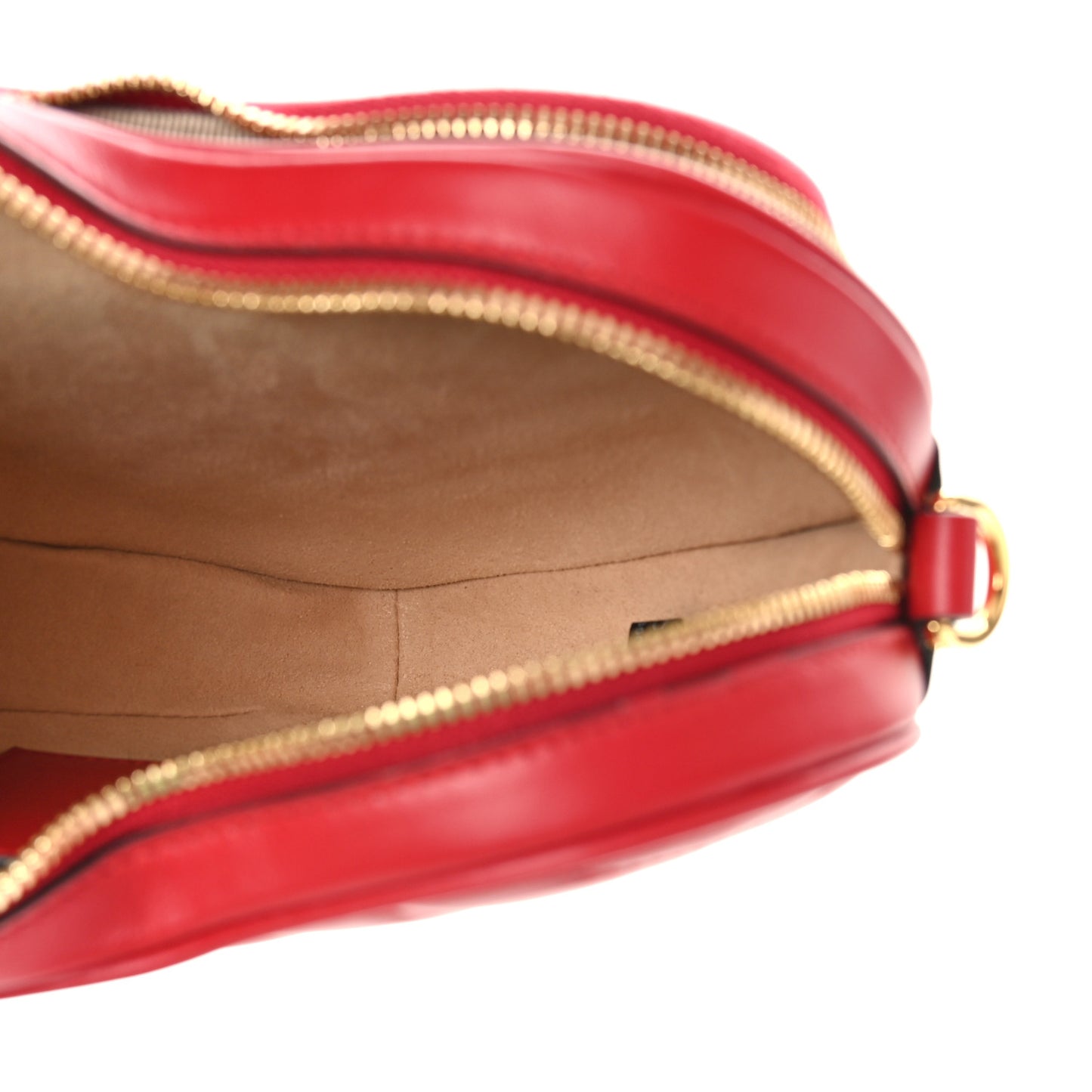 Calfskin Matelasse Diagonal Mini Interlocking G Heart Shoulder Bag Hibiscus Red