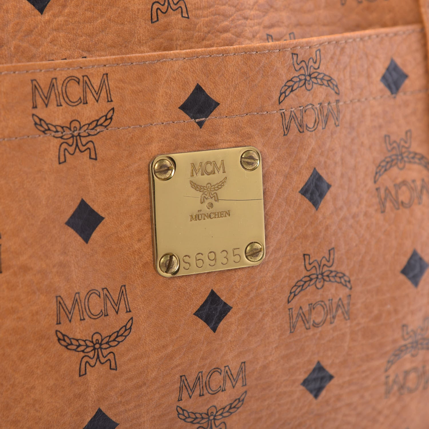 MCM Visetos Shopper Tote Cognac 9 of 11
