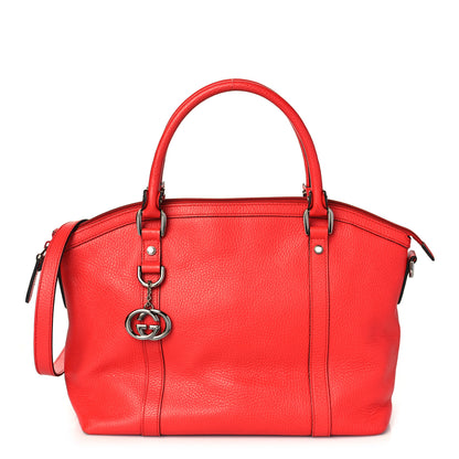 Gucci Dollar Calfskin Medium GG Charm Dome Satchel Sporting Red 1 of 11