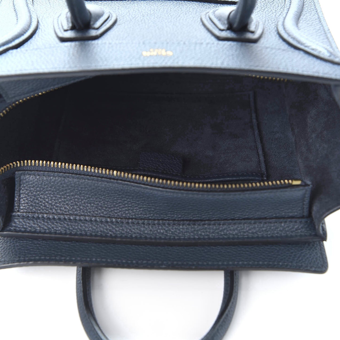 Drummed Calfskin Nano Luggage Navy Blue
