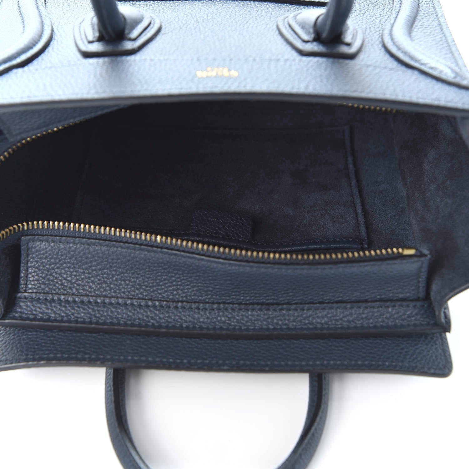 Celine Drummed Calfskin Nano Luggage Navy Blue 4 of 9