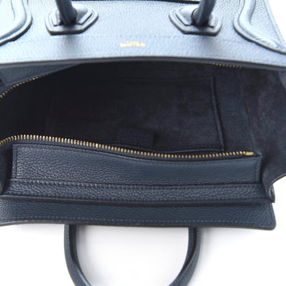 Celine Drummed Calfskin Nano Luggage Navy Blue 4 of 9