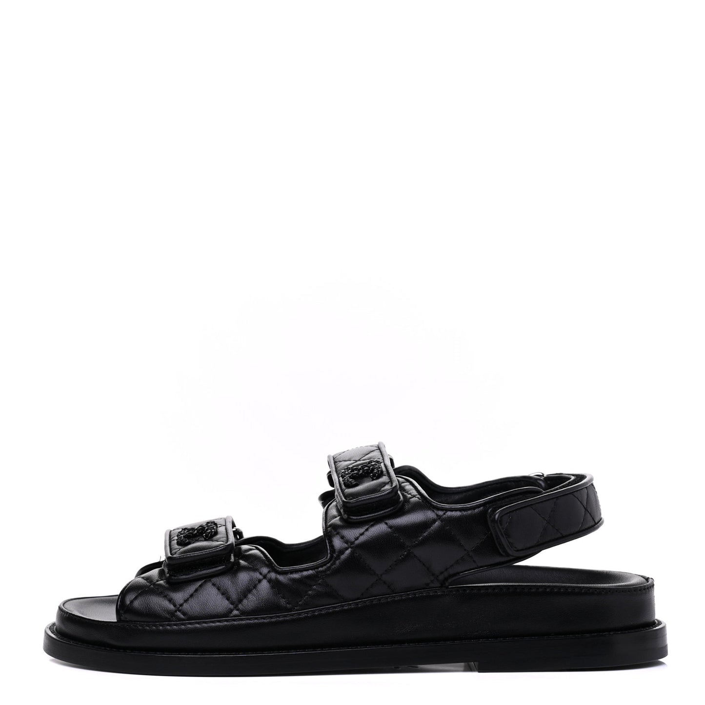 Lambskin Velcro Dad Sandals 37.5 Black