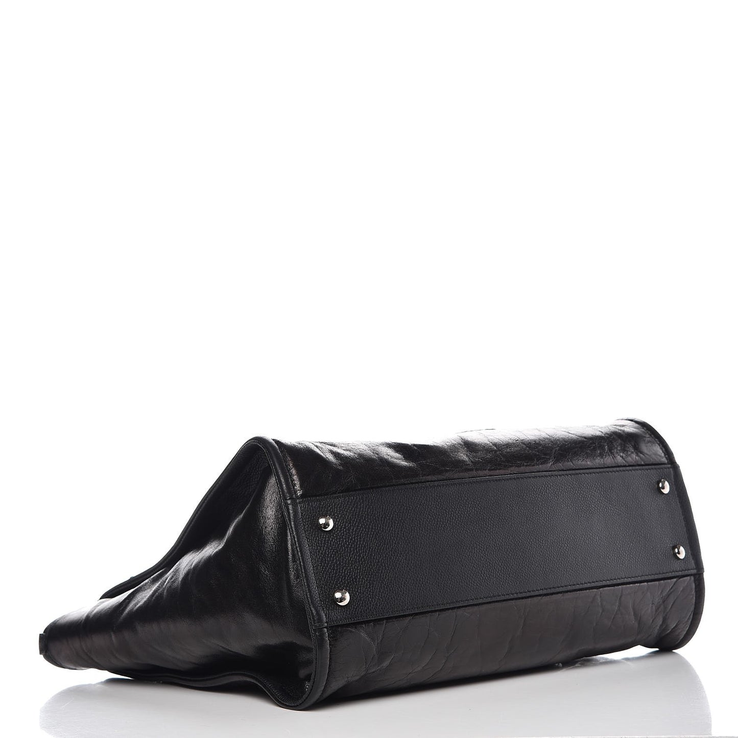 Glazed Calfskin Small Deauville Tote Black