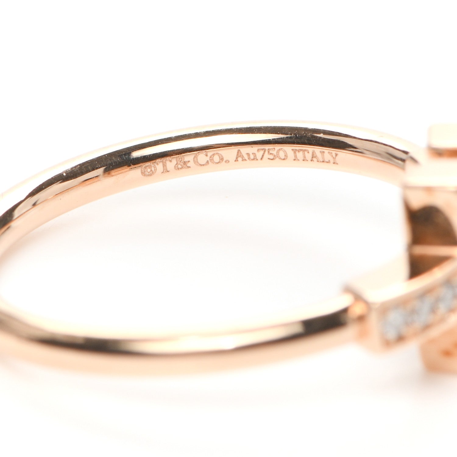 Tiffany 18K Rose Gold Diamond Mother of Pearl T Wire Ring 57 8 4 of 5