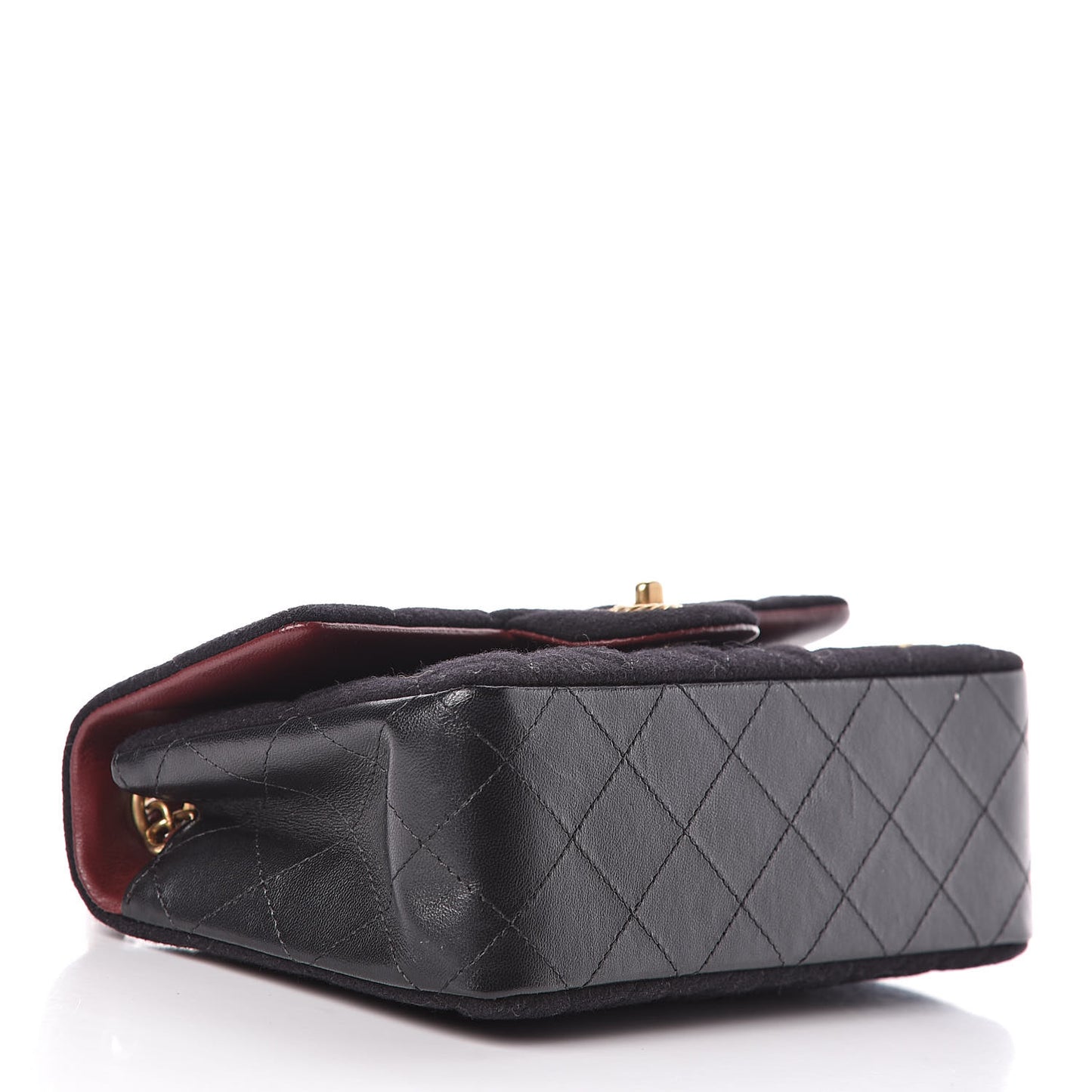 Felt Quilted Paris-Hamburg Charms Mini Rectangular Flap Black