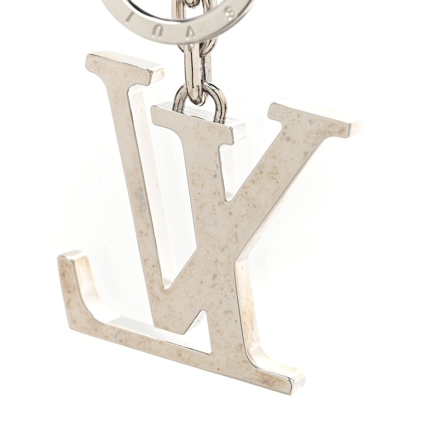 Louis Vuitton Metal Palladiium Finish LV Initiales Bag Charm Key Holder Silver 4 of 4