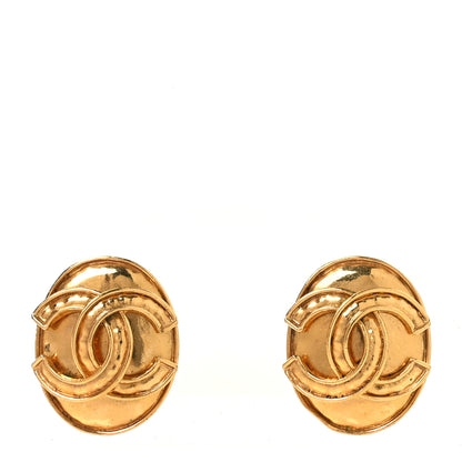 Chanel Oval CC Clip On Earrings Gold 2 of 10