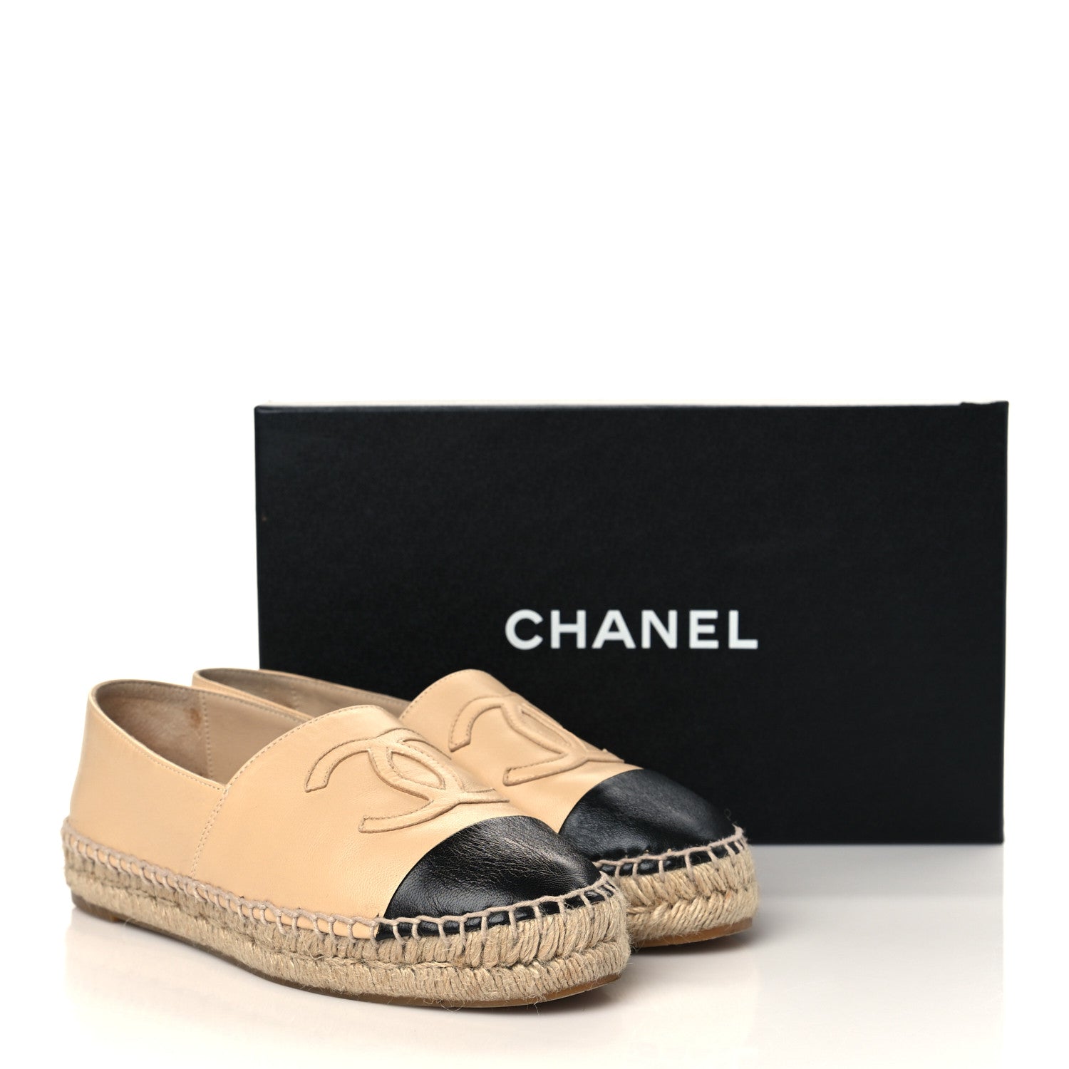Chanel Lambskin CC Espadrilles 36 Beige Black 9 of 9