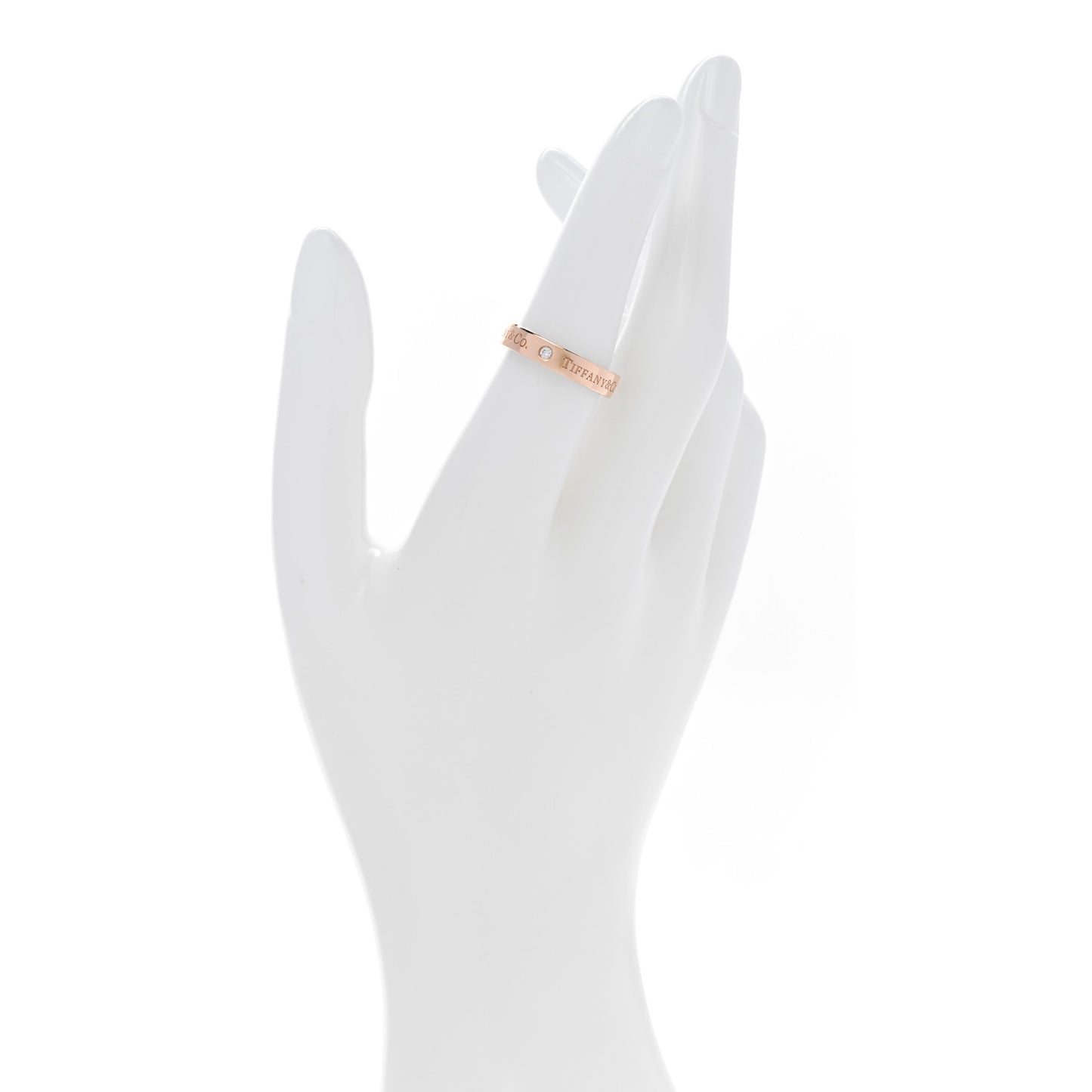 18K Rose Gold Diamond 4mm Logo Band Ring 53 6.25