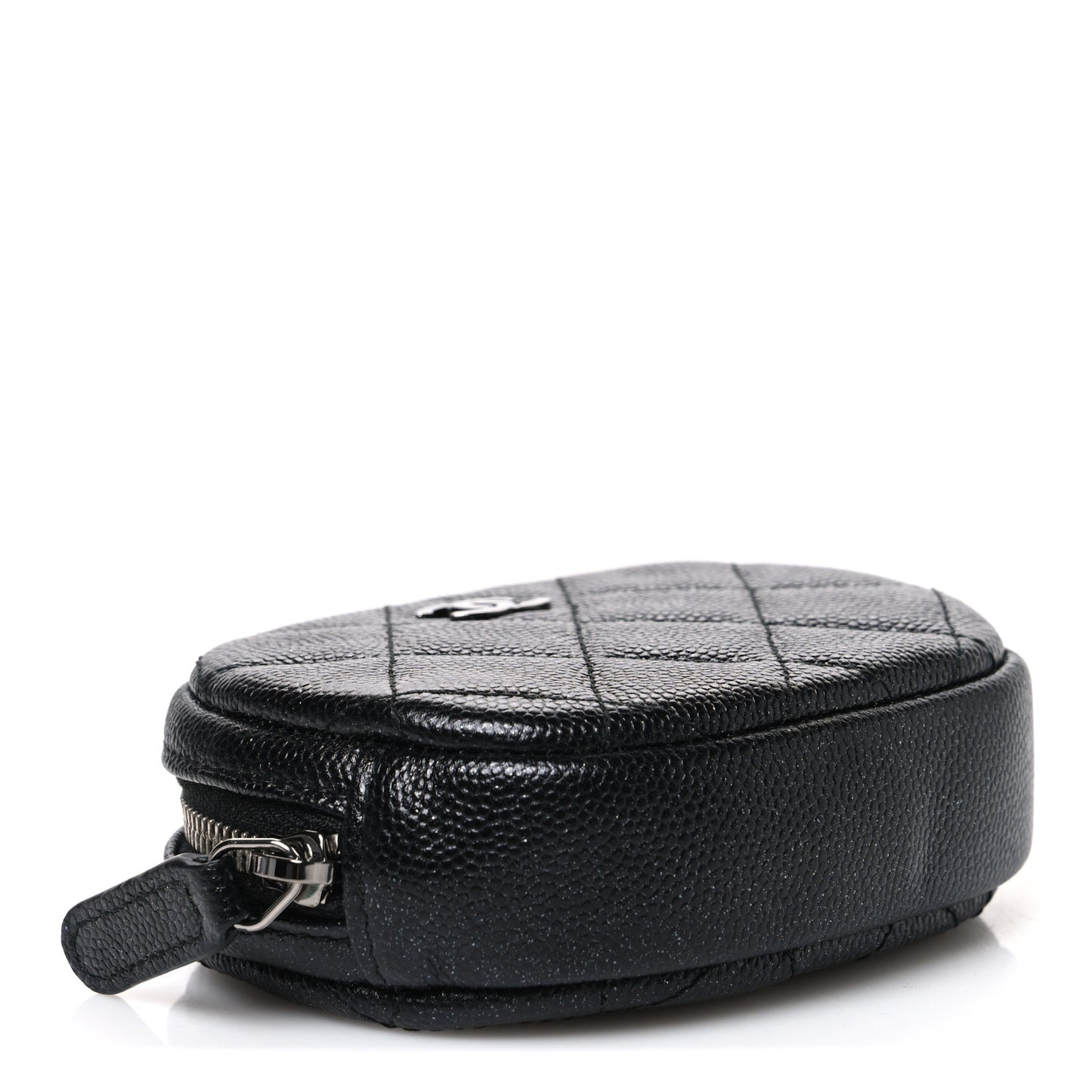 Iridescent Caviar Quilted Zip Around Classic Coin Purse Black