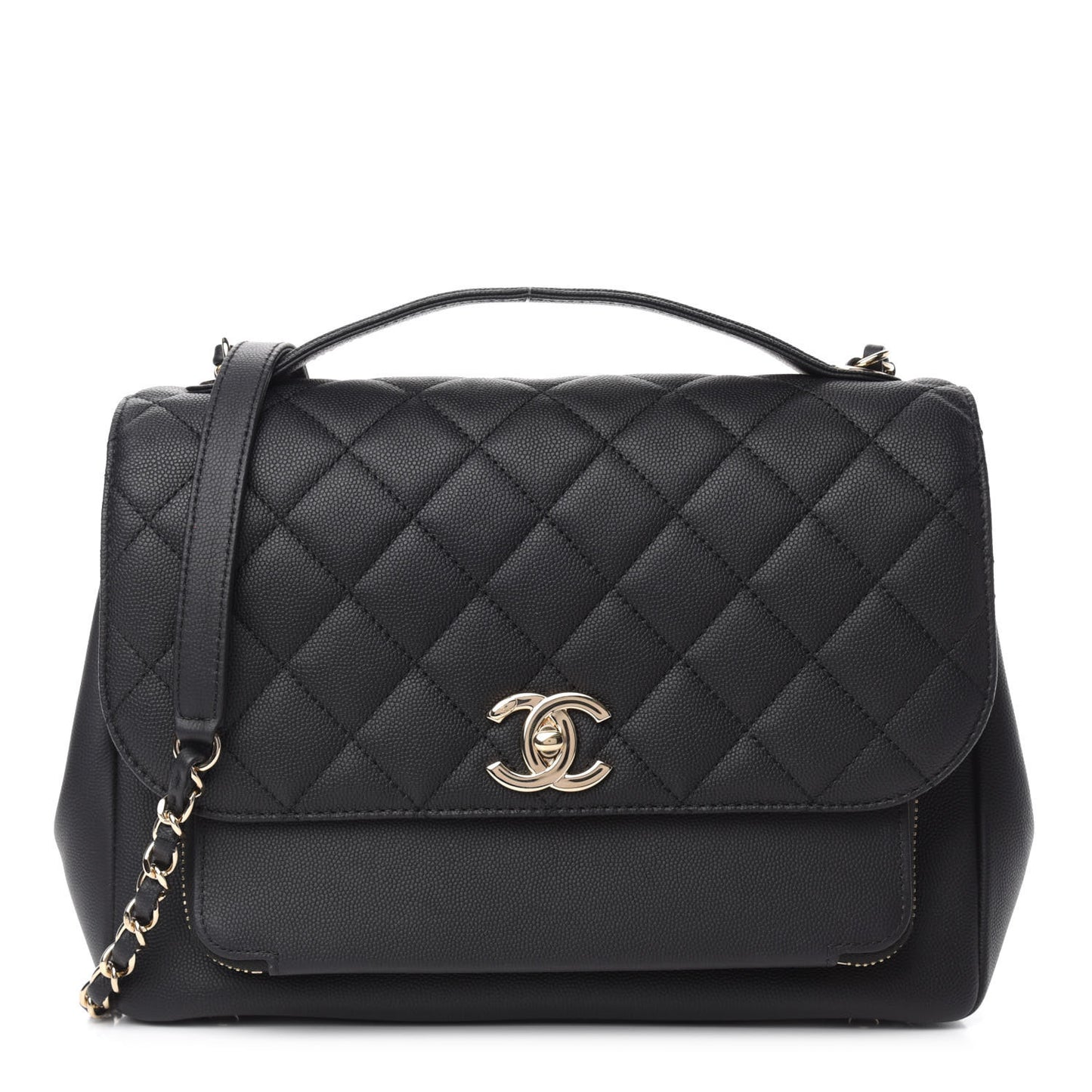 Caviar Quilted Large Business Affinity Flap Black
