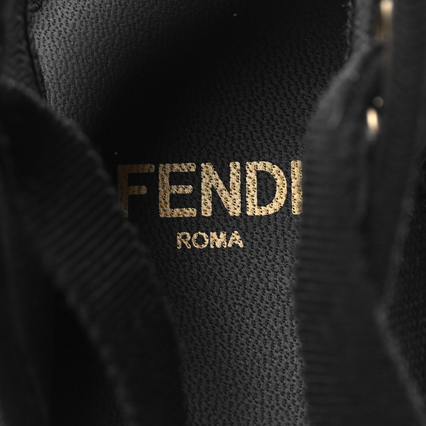 Canvas FF Embroidered Roma Ankle Wrap Flat Espadrilles 40 Black