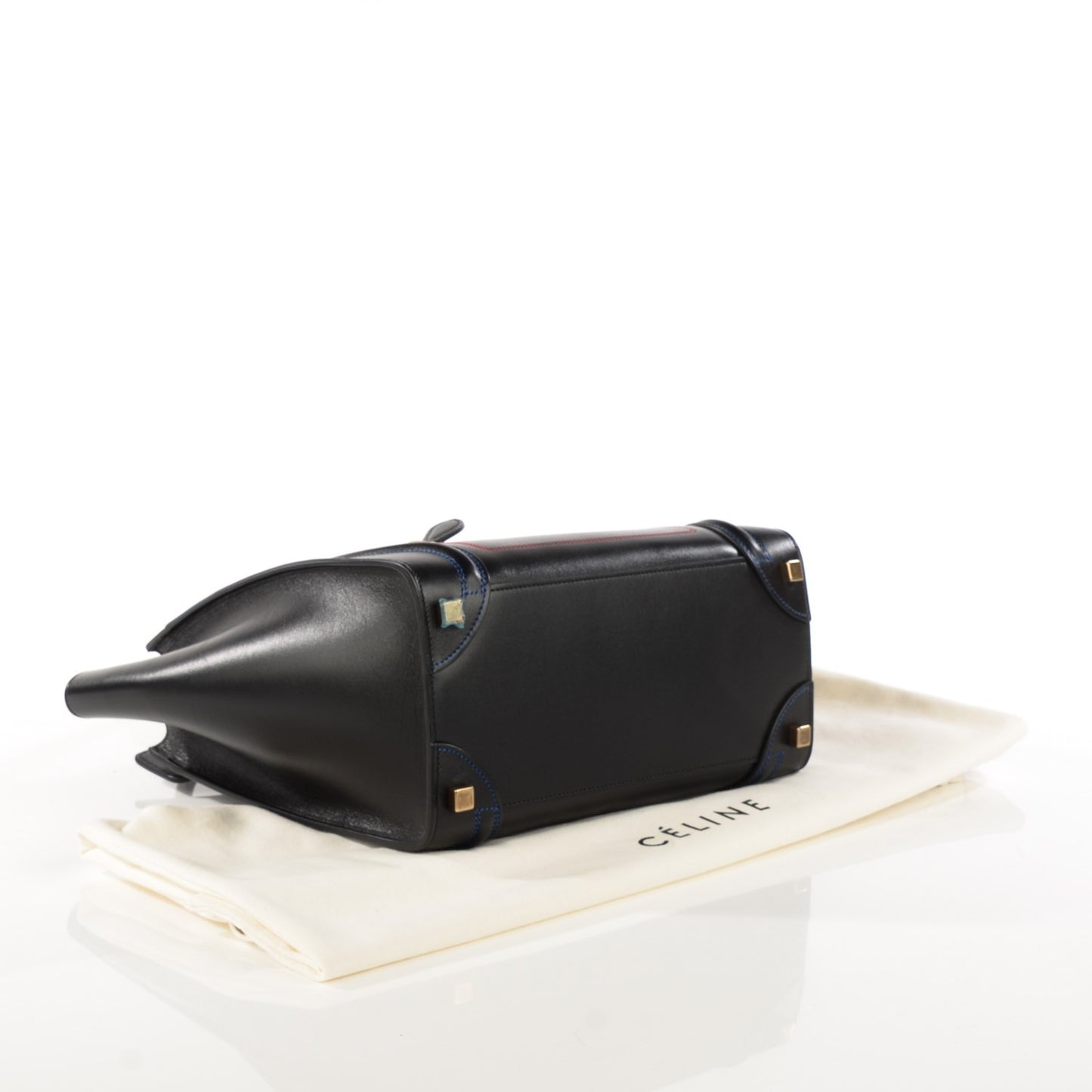 Smooth Calfskin Multicolor Double Stitching Micro Luggage Black