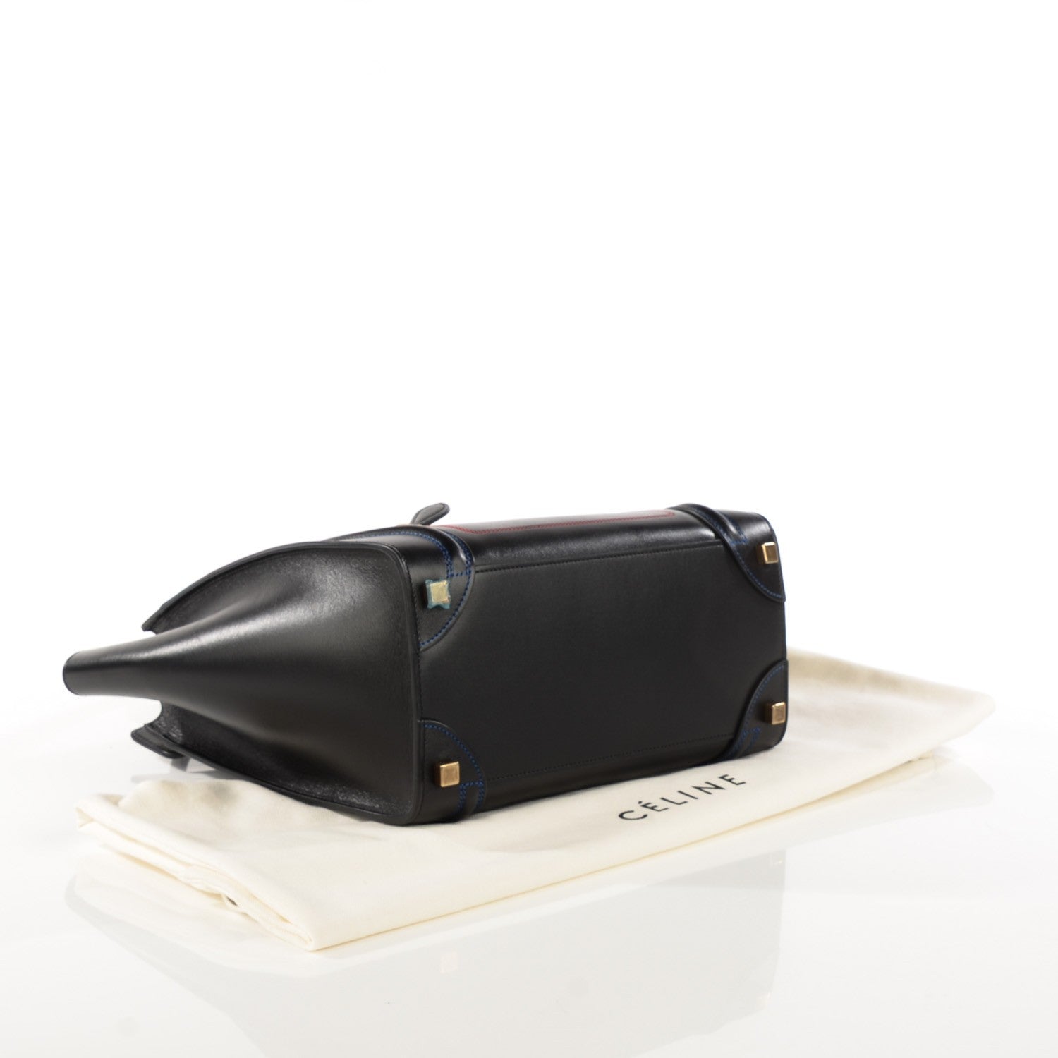 Celine Smooth Calfskin Multicolor Double Stitching Micro Luggage Black 4 of 8