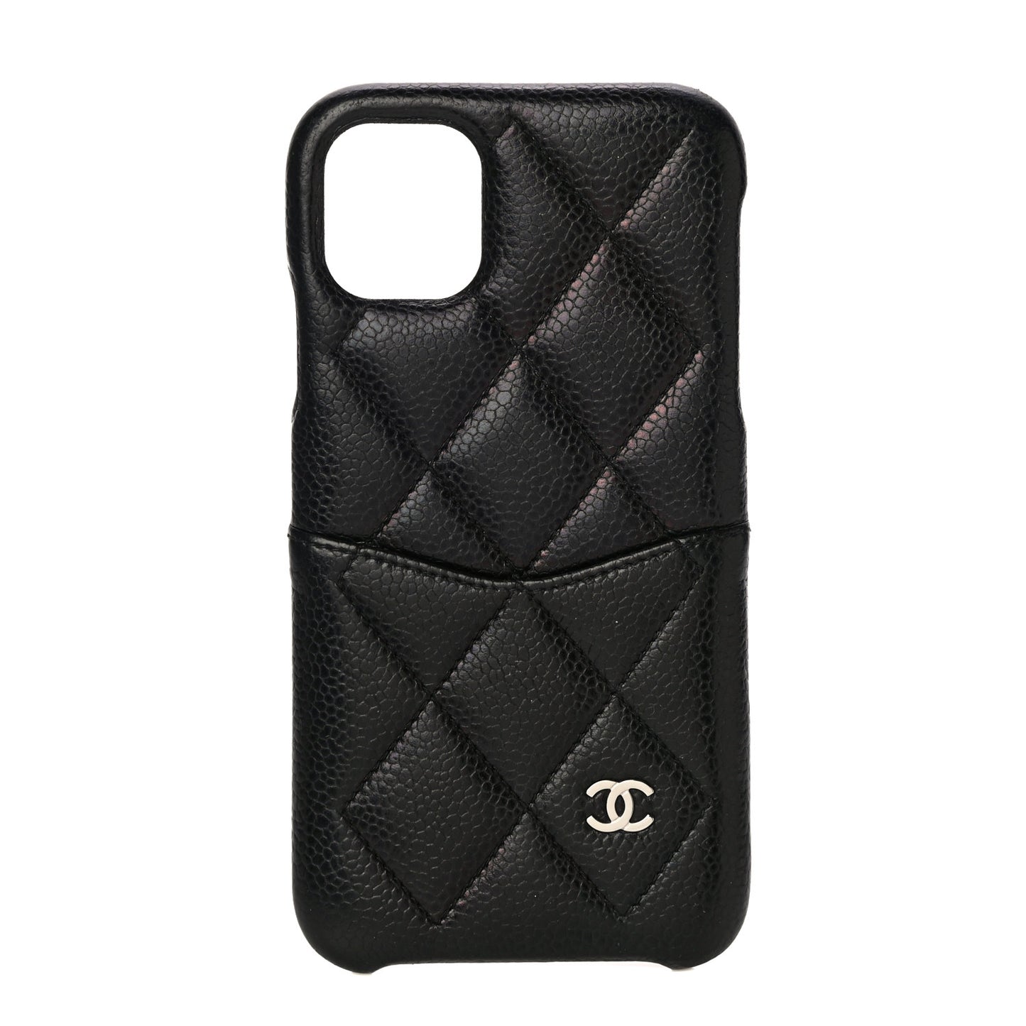 Caviar Quilted iPhone 11 Tech Case Black Burgundy